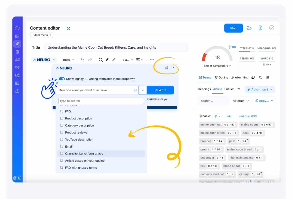 AI Templates in Neuro AI Assistant