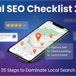 Local SEO checklist 2026 guide showing Google Maps, location pins, reviews, and GBP optimization steps