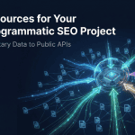 An abstract, high-tech image showing five distinct, glowing data streams (representing the 5 data sources) flowing from different points into a central processing core, which then builds a structured web of pages. The style is dark, clean, and futuristic.