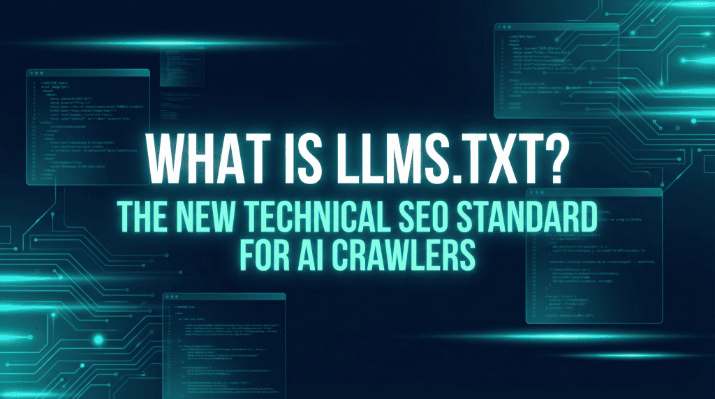 Diagram showing how llms.txt guides AI crawlers to key website content — technical SEO standard for LLMs in 2026