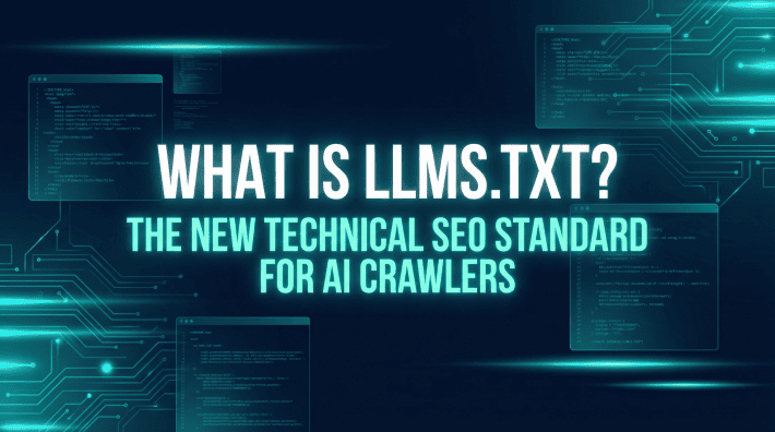 Diagram showing how llms.txt guides AI crawlers to key website content — technical SEO standard for LLMs in 2026