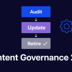 A minimalist illustration of a structured content workflow with gears, checkmarks, and documents in NEURONwriter brand colors.
