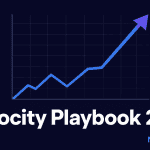A minimalist illustration of a rising trend line on a grid, representing search velocity and real-time content creation.
