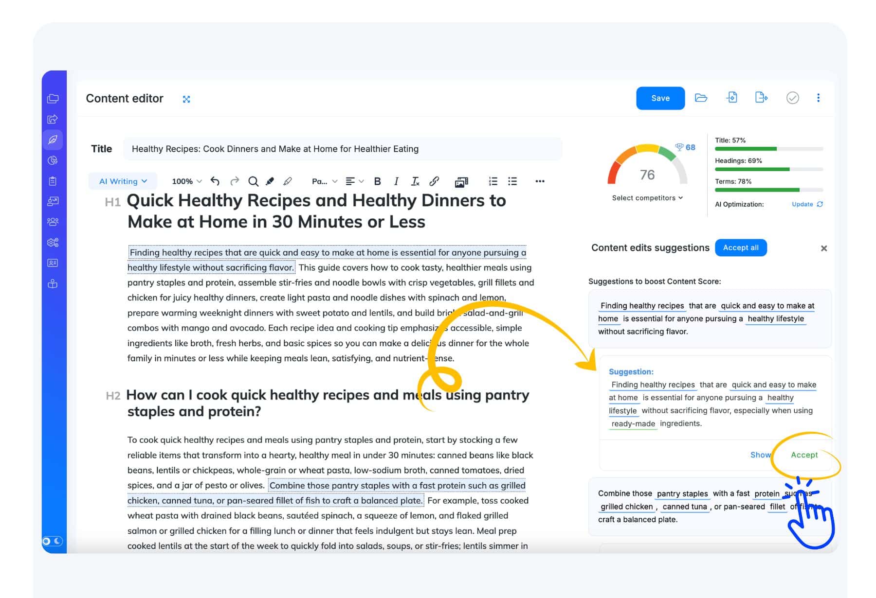 Auto Insert Terms Suggestions