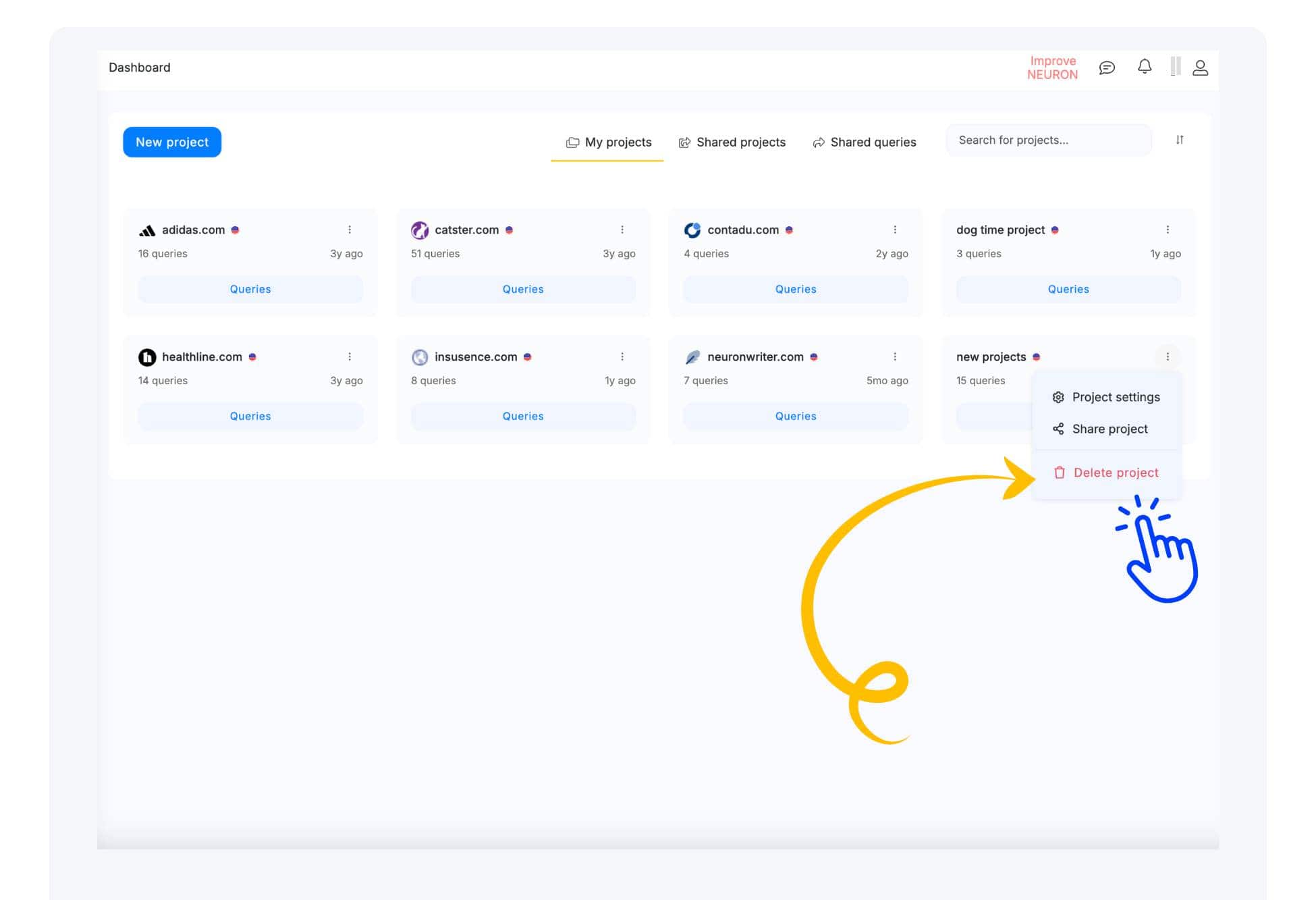 Delete Project Dashboard