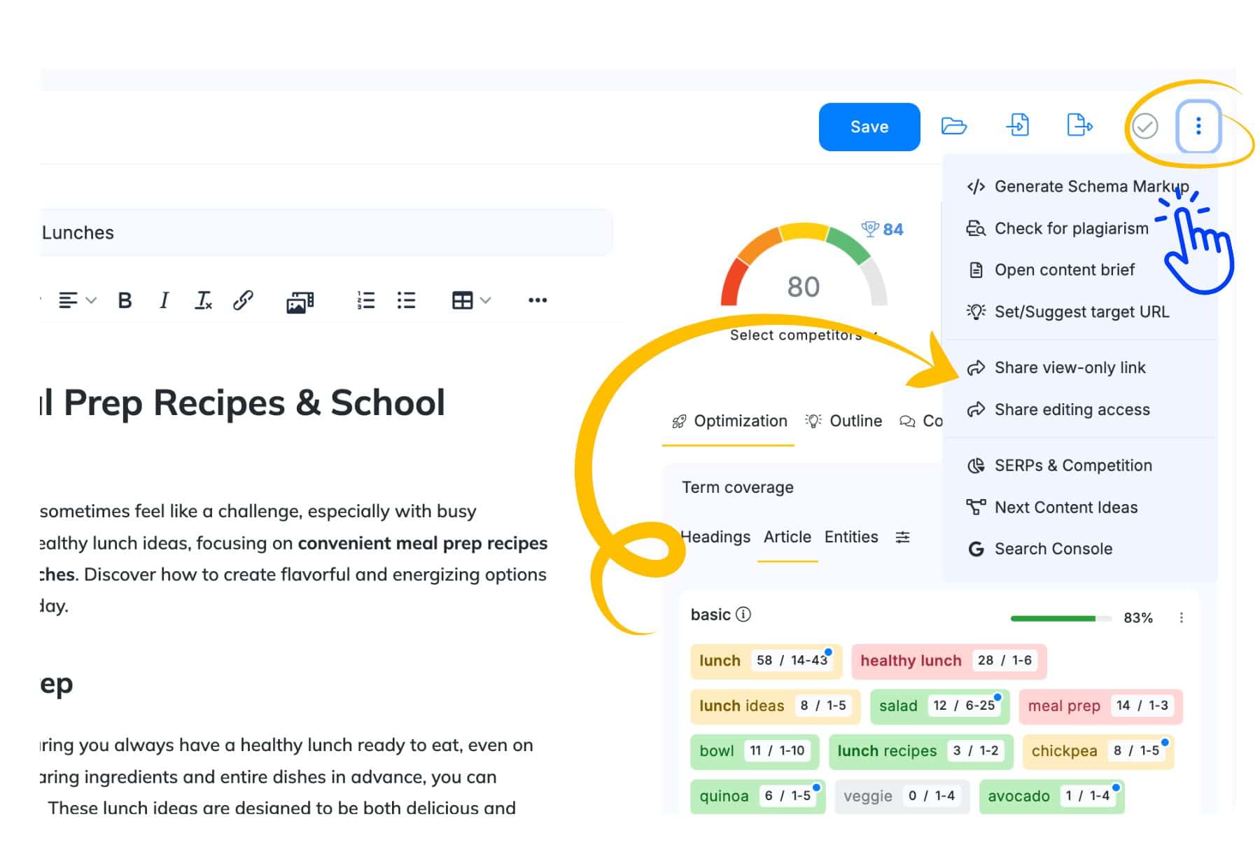 Editor Menu Share Access via URL