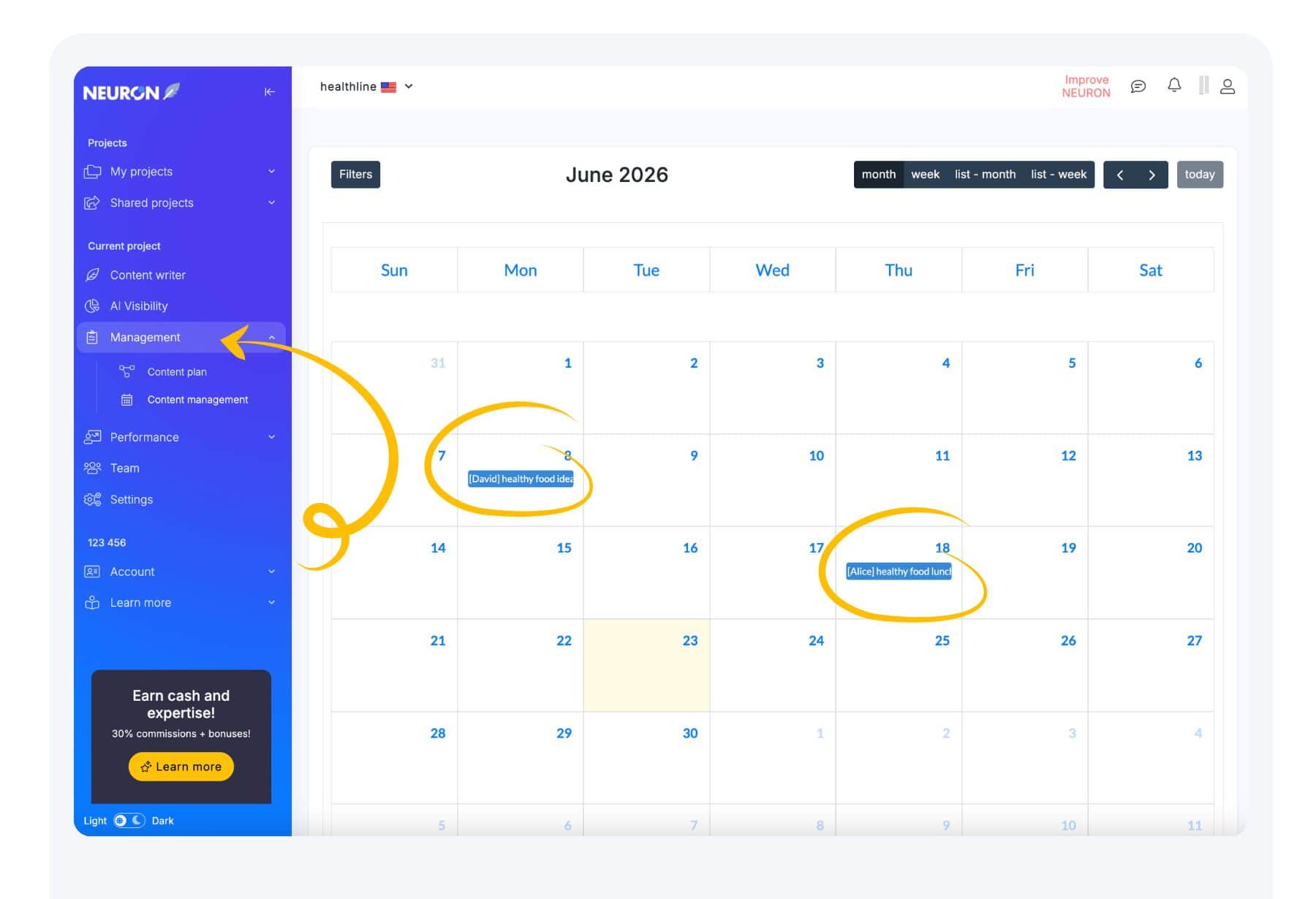 Managment Content Calendar