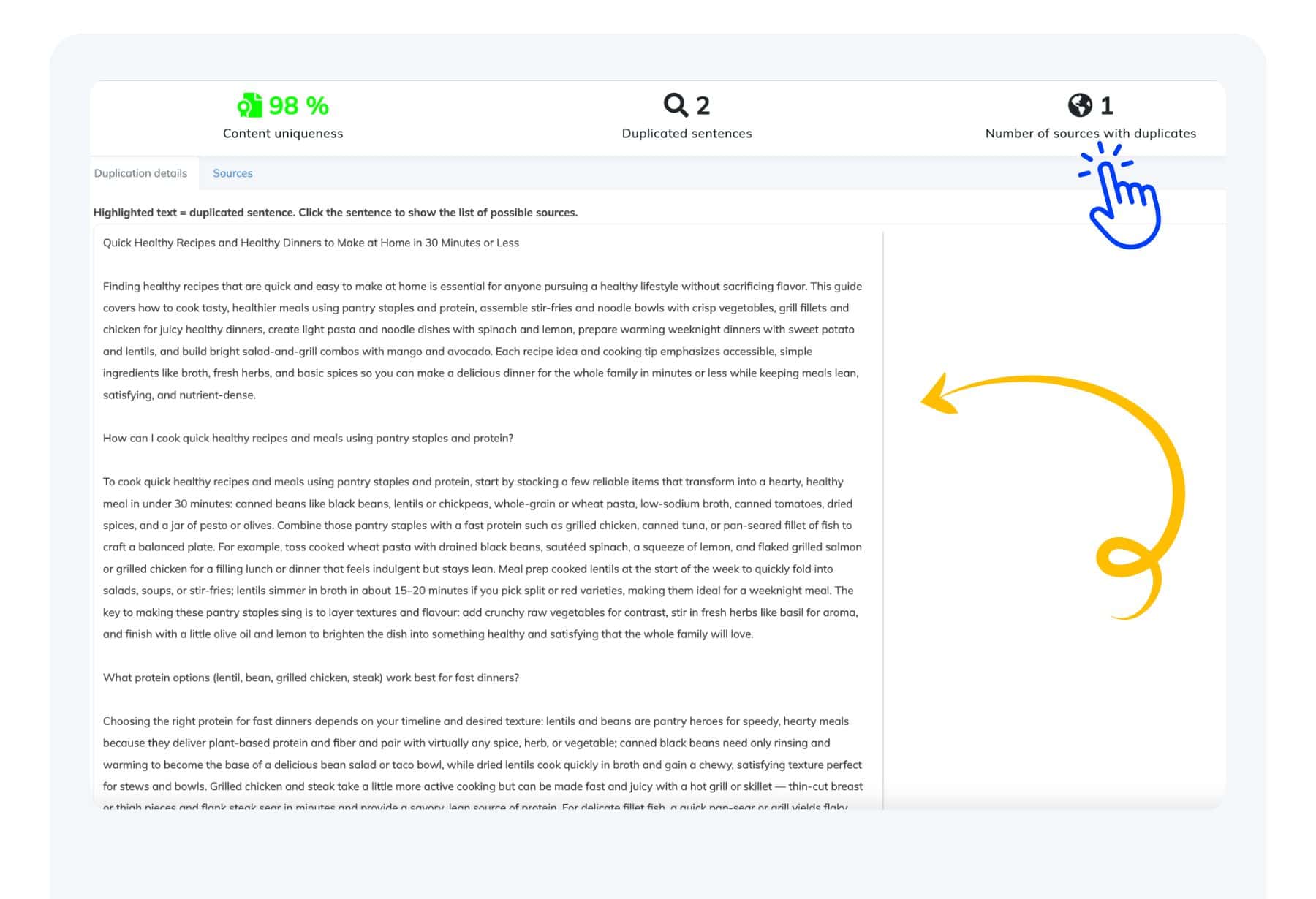 Plagiarism checker results