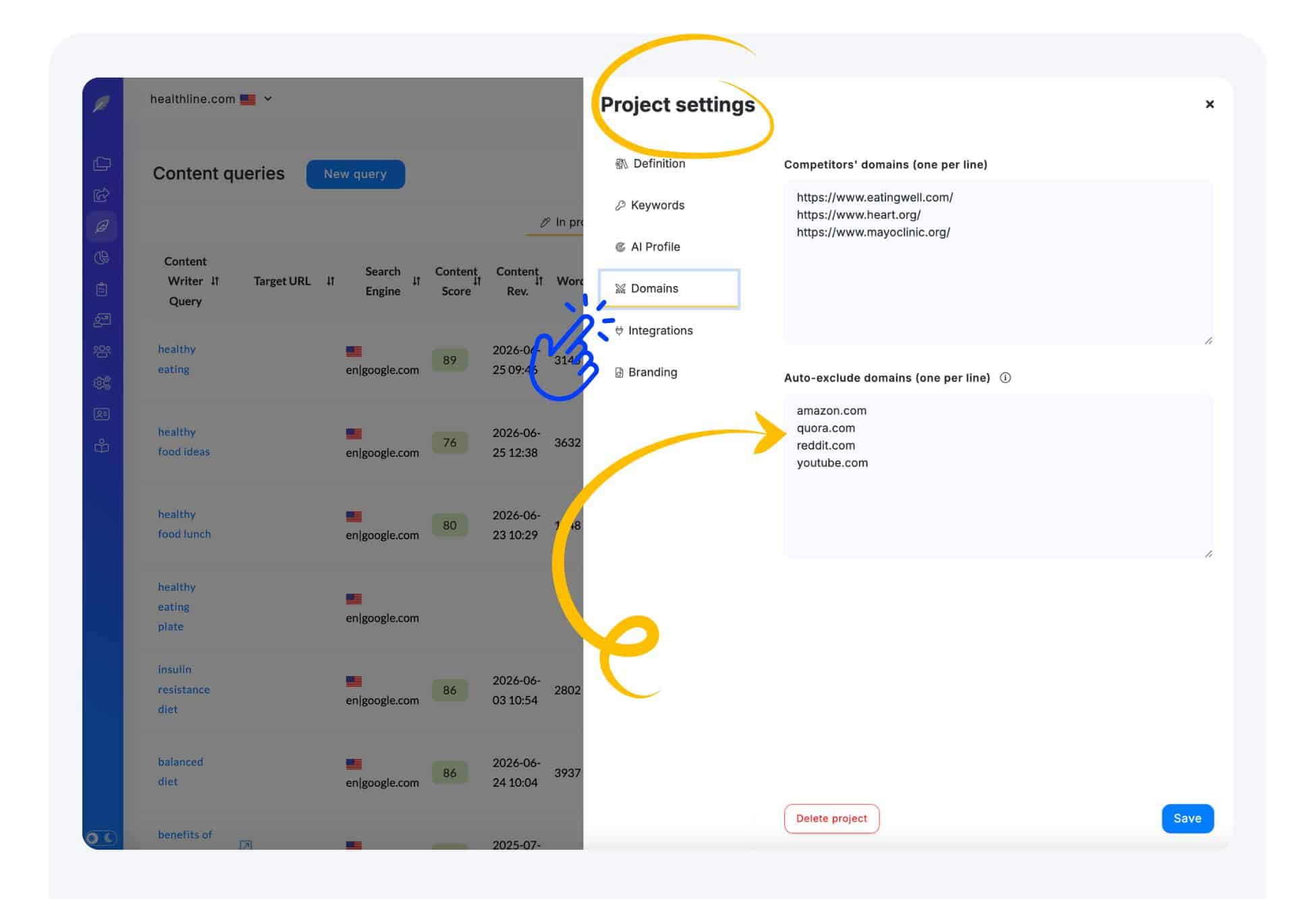 Project Setting - Domains