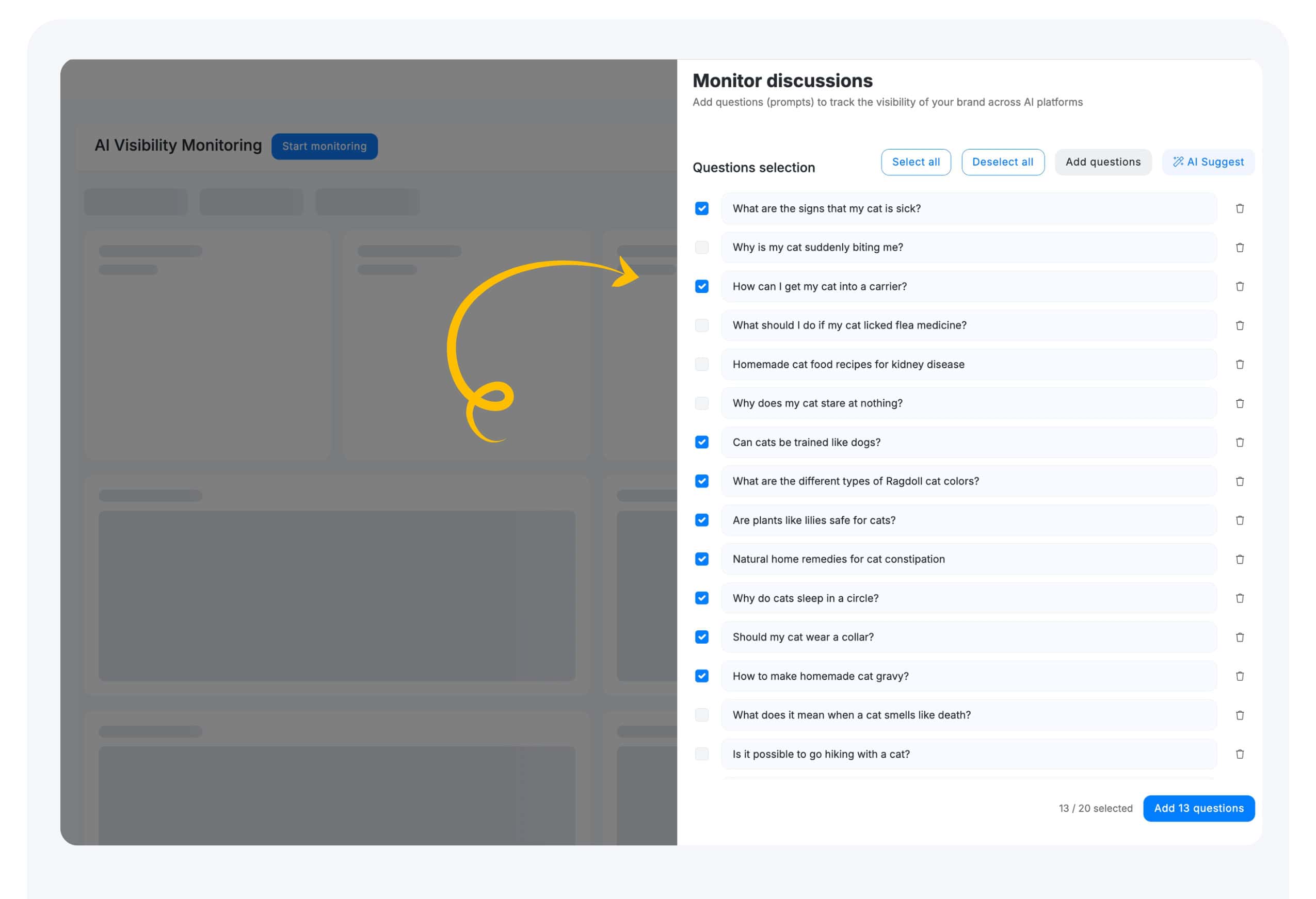 Add prompts to AI Visibility
