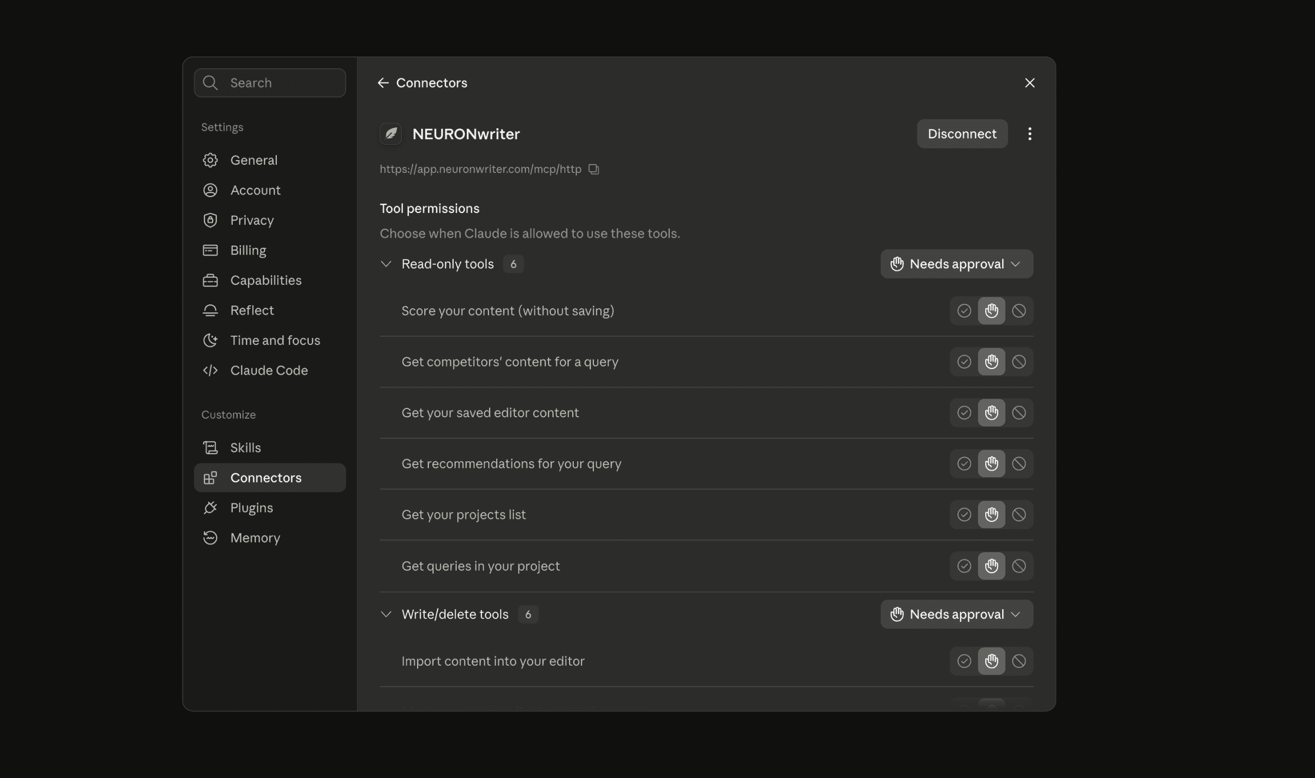 MCP Tools permissions