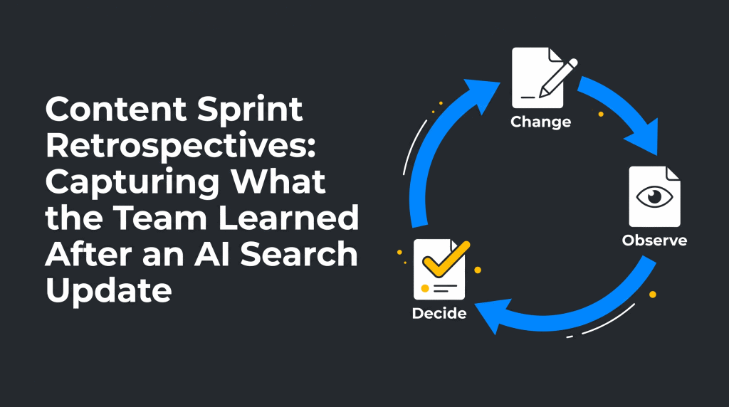 Content Sprint Retrospectives: Capturing What the Team Learned After an AI Search Update — NEURONwriter featured infographic